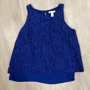 Lace royal blue tank top